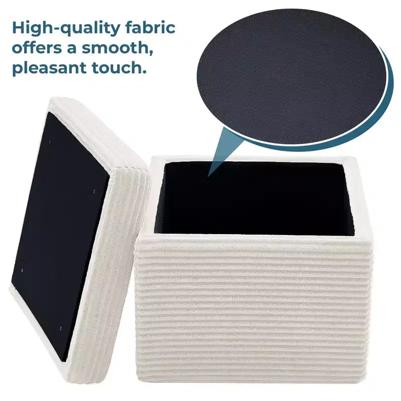 LIKEPAY Pouf/Contenitore quadrato in velluto a coste con coperchio rimovibile