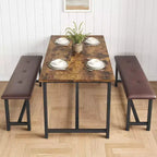 Set Tavolo da Pranzo Acekool con 2 Panche Imbottite, Tavolo Salvaspazio per Appartamento o Sala da Pranzo
