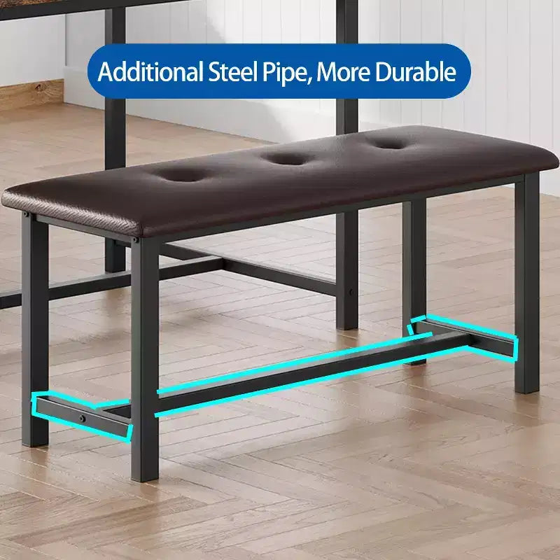 Set Tavolo da Pranzo Acekool con 2 Panche Imbottite, Tavolo Salvaspazio per Appartamento o Sala da Pranzo