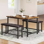 Set Tavolo da Pranzo Acekool con 2 Panche Imbottite, Tavolo Salvaspazio per Appartamento o Sala da Pranzo