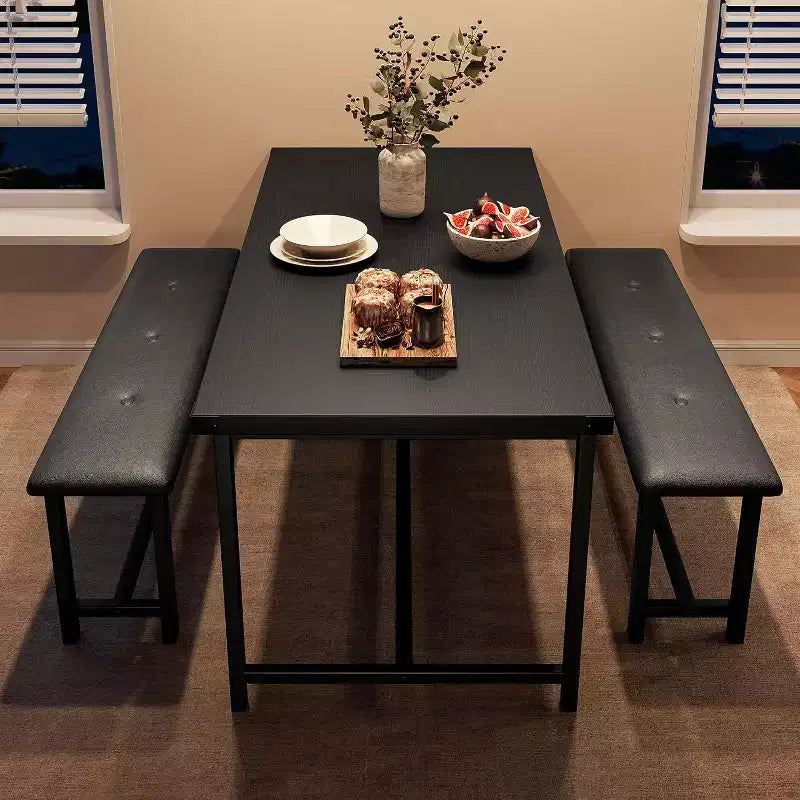 Set Tavolo da Pranzo Acekool con 2 Panche Imbottite, Tavolo Salvaspazio per Appartamento o Sala da Pranzo