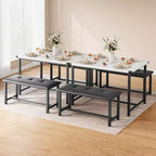 Set Tavolo da Pranzo Acekool con 2 Panche Imbottite, Tavolo Salvaspazio per Appartamento o Sala da Pranzo