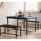 Set Tavolo da Pranzo Acekool con 2 Panche Imbottite, Tavolo Salvaspazio per Appartamento o Sala da Pranzo