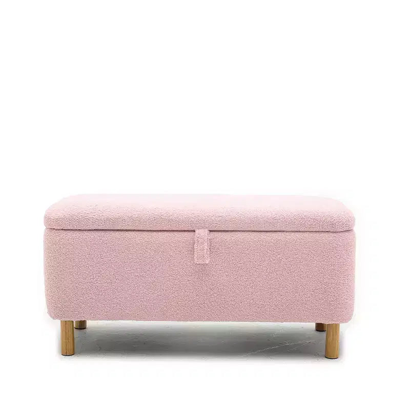 Panca Pouf Contenitore Okak Moderna con Apertura a Tirare, Comoda in Tessuto Bouclé, Pouf Contenitore Imbottito per Camera da Letto, Ingresso