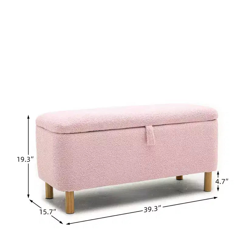 Panca Pouf Contenitore Okak Moderna con Apertura a Tirare, Comoda in Tessuto Bouclé, Pouf Contenitore Imbottito per Camera da Letto, Ingresso