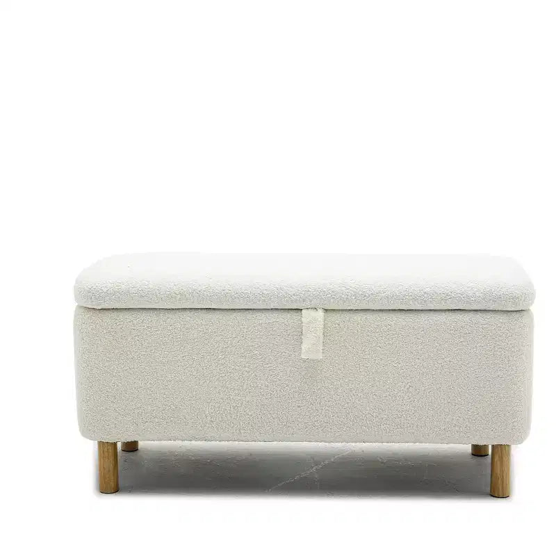 Panca Pouf Contenitore Okak Moderna con Apertura a Tirare, Comoda in Tessuto Bouclé, Pouf Contenitore Imbottito per Camera da Letto, Ingresso
