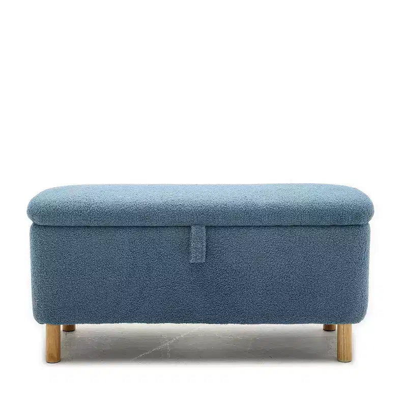 Panca Pouf Contenitore Okak Moderna con Apertura a Tirare, Comoda in Tessuto Bouclé, Pouf Contenitore Imbottito per Camera da Letto, Ingresso
