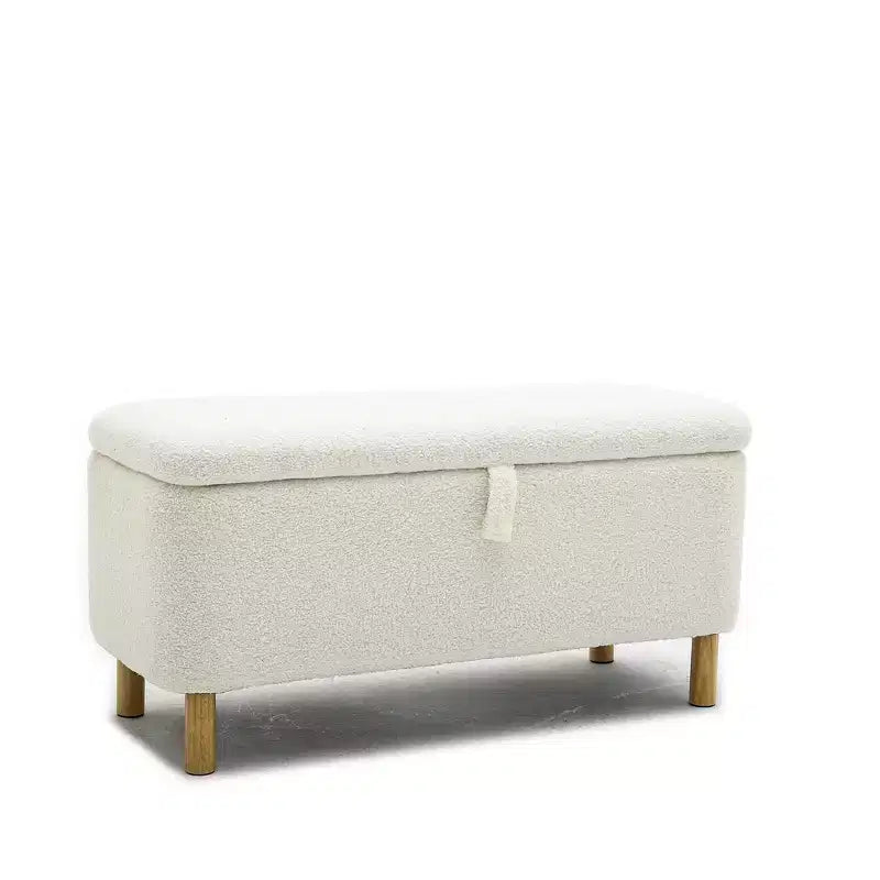 Panca Pouf Contenitore Okak Moderna con Apertura a Tirare, Comoda in Tessuto Bouclé, Pouf Contenitore Imbottito per Camera da Letto, Ingresso