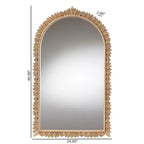 Specchio da parete decorativo ad arco Baxton Studio Caitlin con finitura in oro anticato e bordo intagliato a foglia