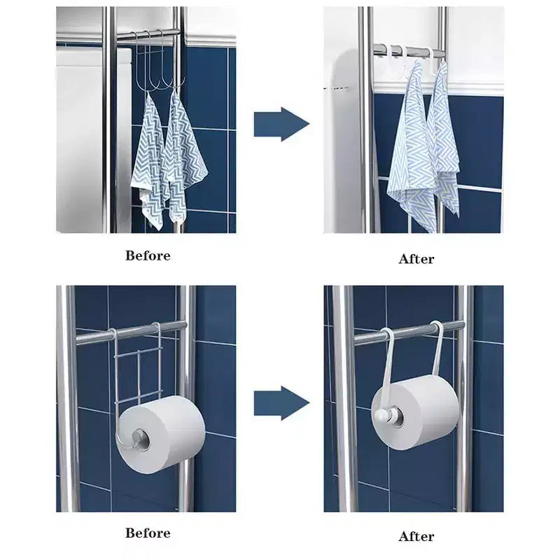 Mobiletto portaoggetti da bagno GustoWave sopra il WC, organizer da bagno in metallo con porta carta igienica e ganci, autoportante senza forare, salvaspazio, bianco