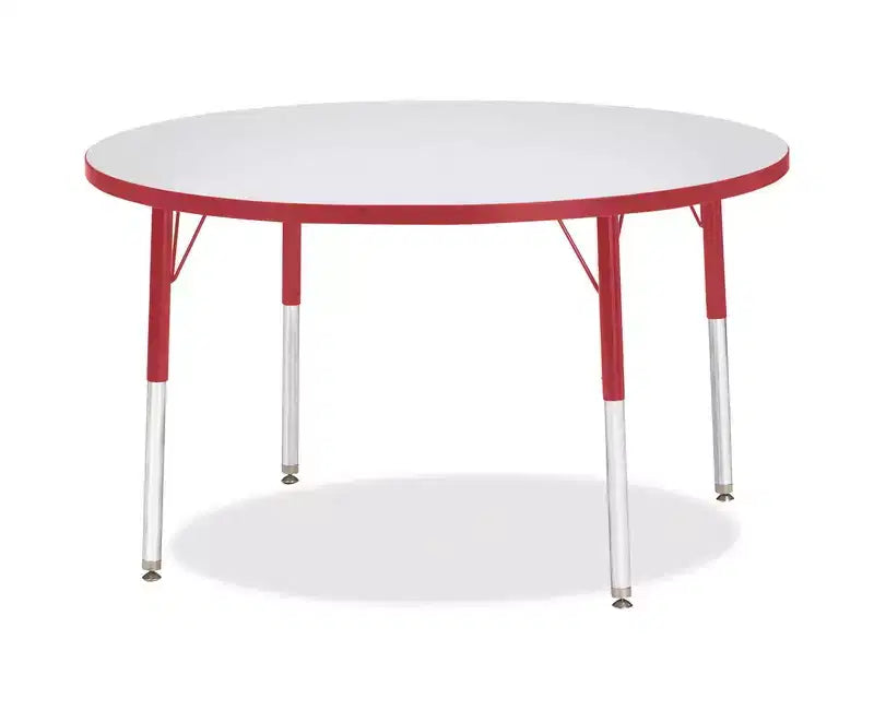 Jonti-Craft Berries Tavolo Rotondo Altezza Elementare Bordo Colore Grigio 42 x 42 pollici Rosso