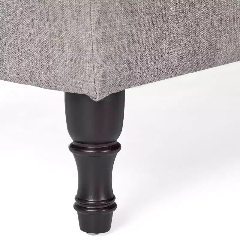 Panca Pouf Contenitore Okak con Bottoni Trapuntati, Sgabello Multifunzionale Imbottito, Panca da Letto con Gambe in Legno a Fuso per Divano Camera da Letto