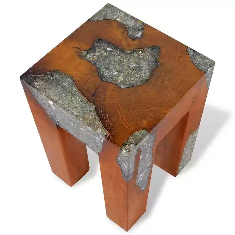 vidaXL Sgabello Multicolore in Legno Massello di Teak e Resina