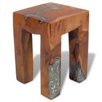 vidaXL Sgabello Multicolore in Legno Massello di Teak e Resina