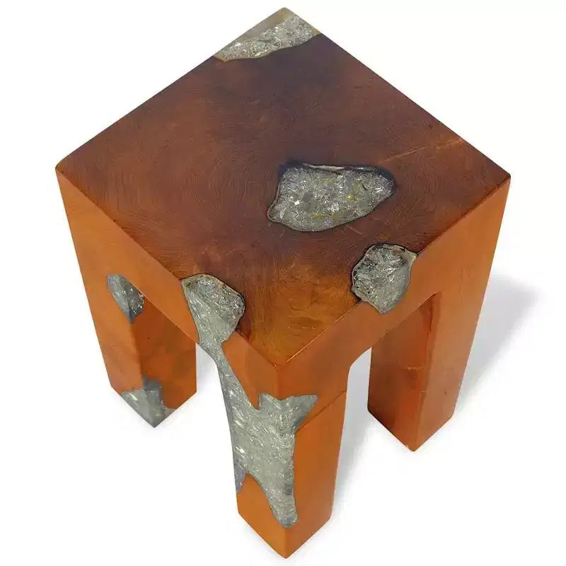 vidaXL Sgabello Multicolore in Legno Massello di Teak e Resina