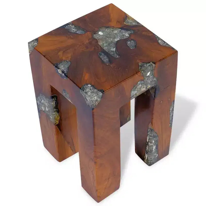 vidaXL Sgabello Multicolore in Legno Massello di Teak e Resina