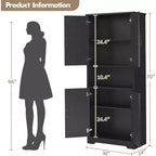Credenza dispensa alta 177,8 cm con 4 ante e ripiani regolabili, mobile da pavimento per sala da pranzo, bagno, lavanderia