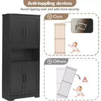 Credenza dispensa alta 177,8 cm con 4 ante e ripiani regolabili, mobile da pavimento per sala da pranzo, bagno, lavanderia