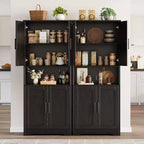 Credenza dispensa alta 177,8 cm con 4 ante e ripiani regolabili, mobile da pavimento per sala da pranzo, bagno, lavanderia