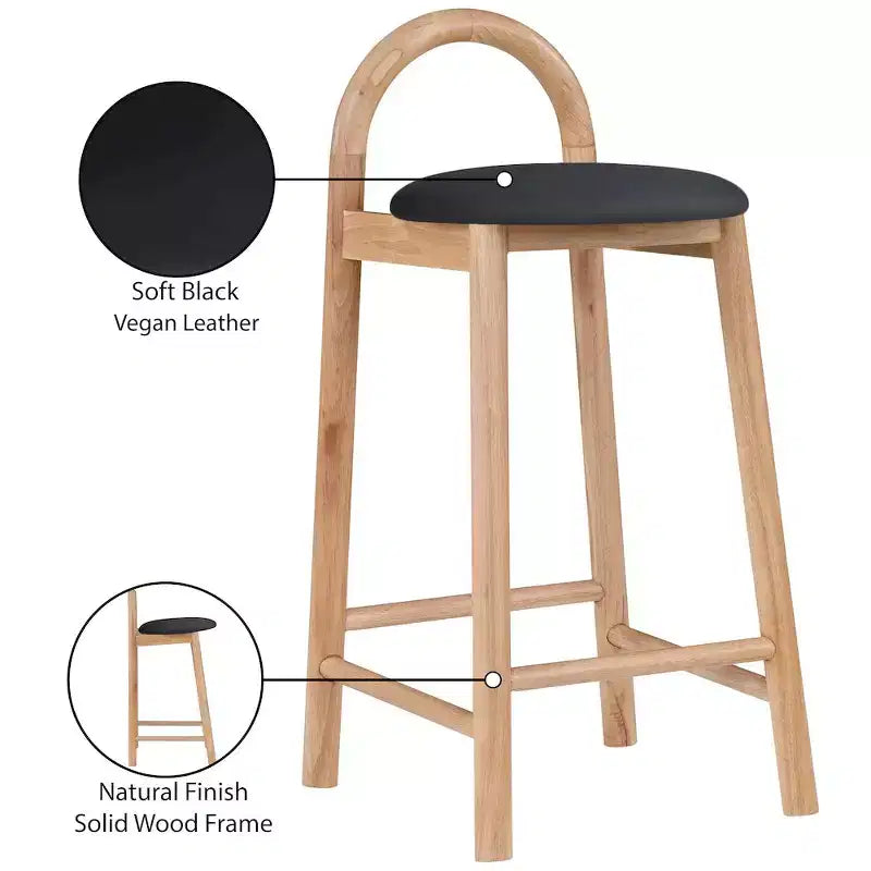 Meridian Furniture, Sgabello Calvin in ecopelle nera