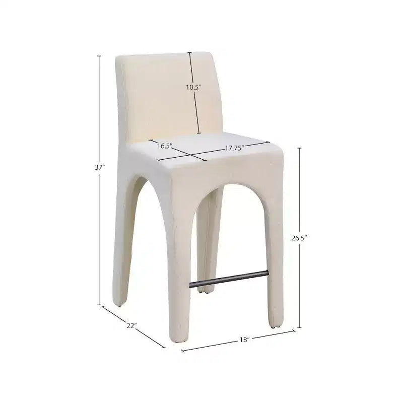 Meridian Furniture, Sgabello in tessuto testurizzato di lino beige Gramercy