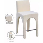 Meridian Furniture, Sgabello in tessuto testurizzato di lino beige Gramercy