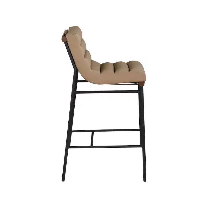 Meridian Furniture, Sgabello da bar Burke in pelle vegana marrone chiaro