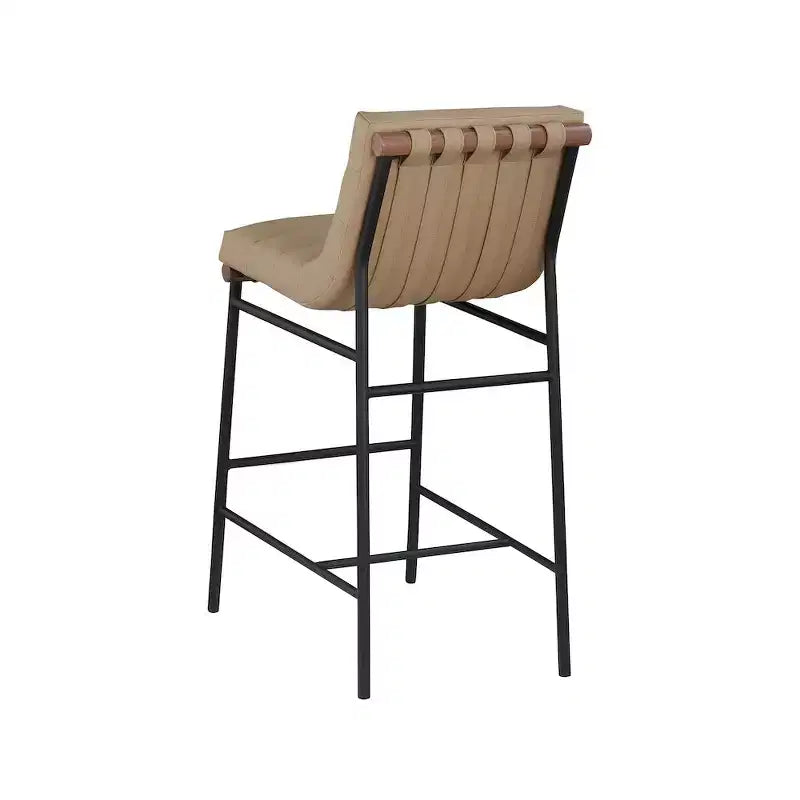 Meridian Furniture, Sgabello da bar Burke in pelle vegana marrone chiaro