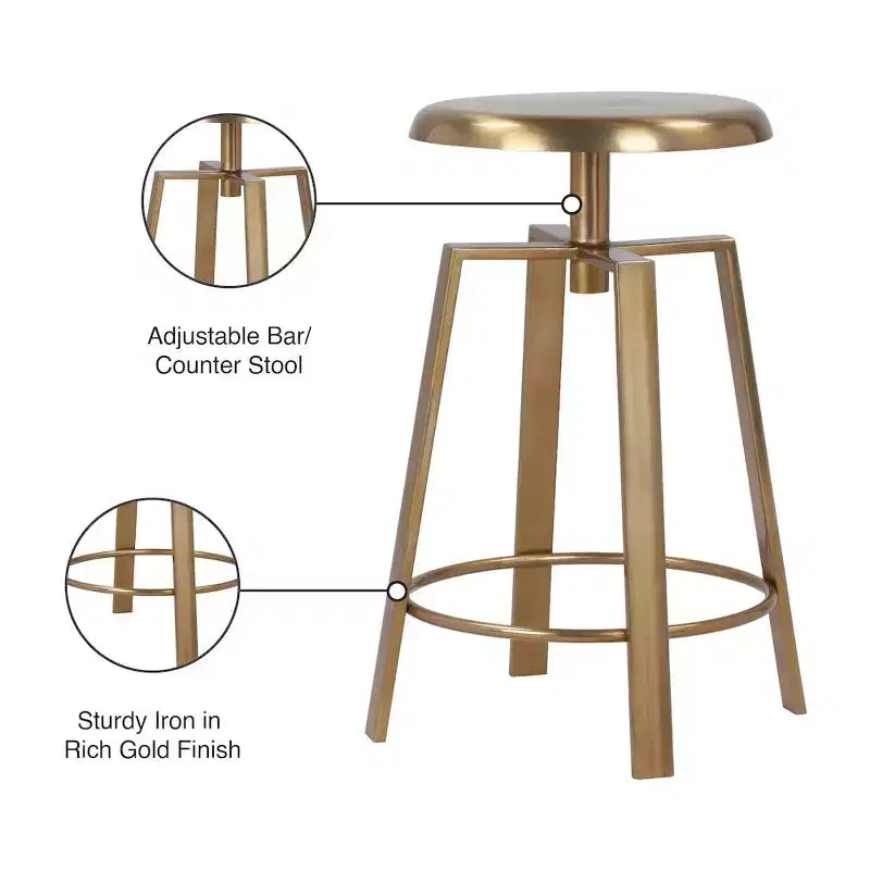 Meridian Furniture, Sgabello da bancone/bar Lang in ferro dorato