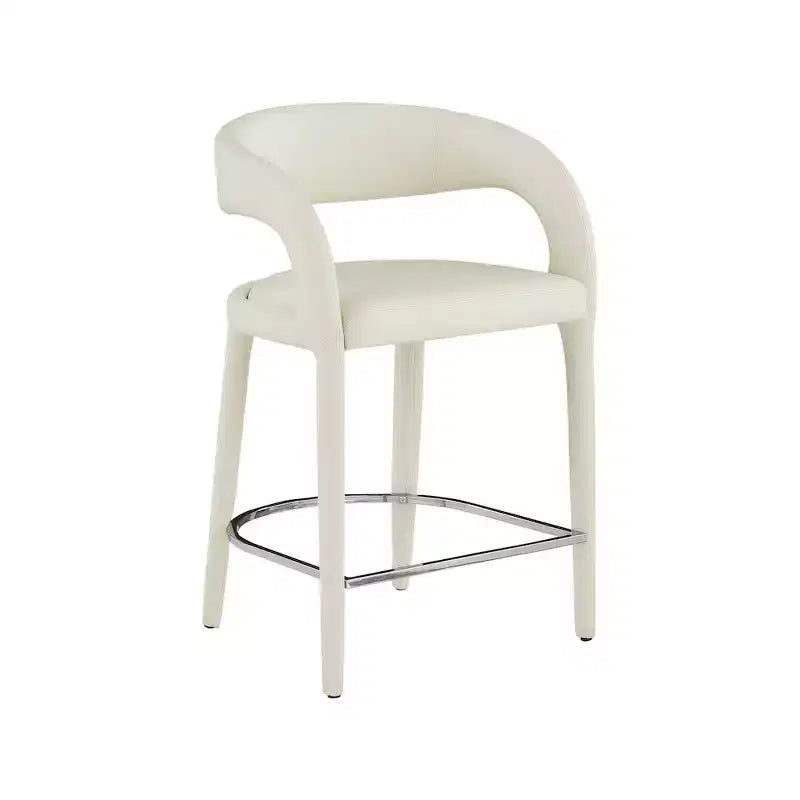 Meridian Furniture, Sgabello in Pelle Vegana Crema Sylvester