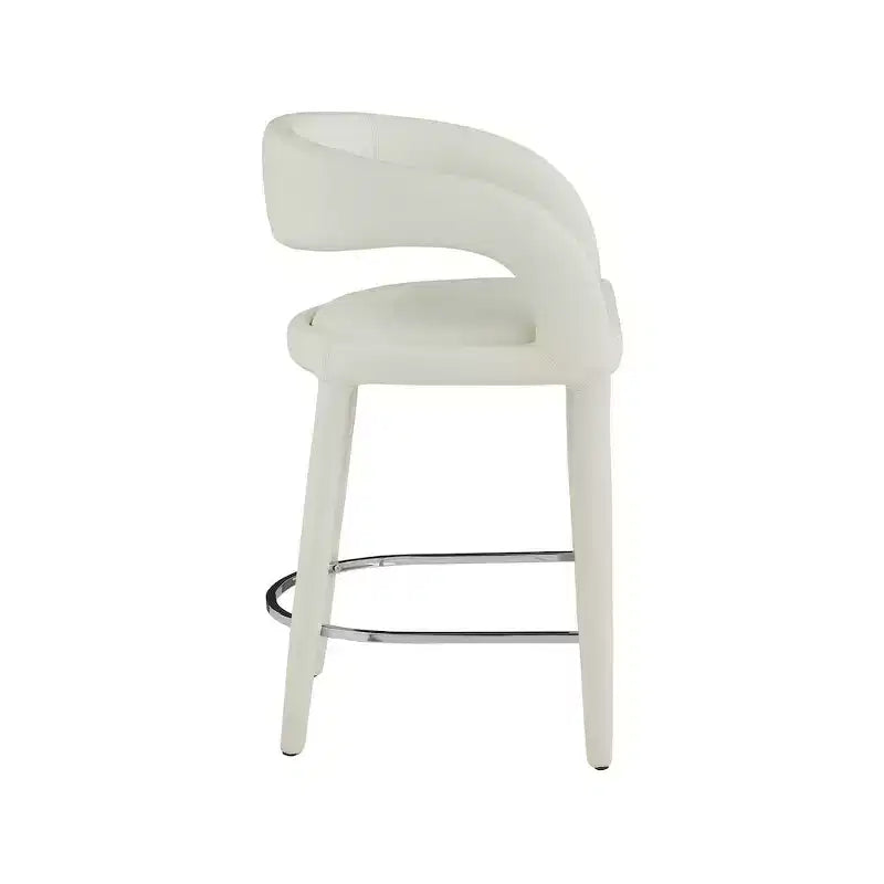 Meridian Furniture, Sgabello in Pelle Vegana Crema Sylvester