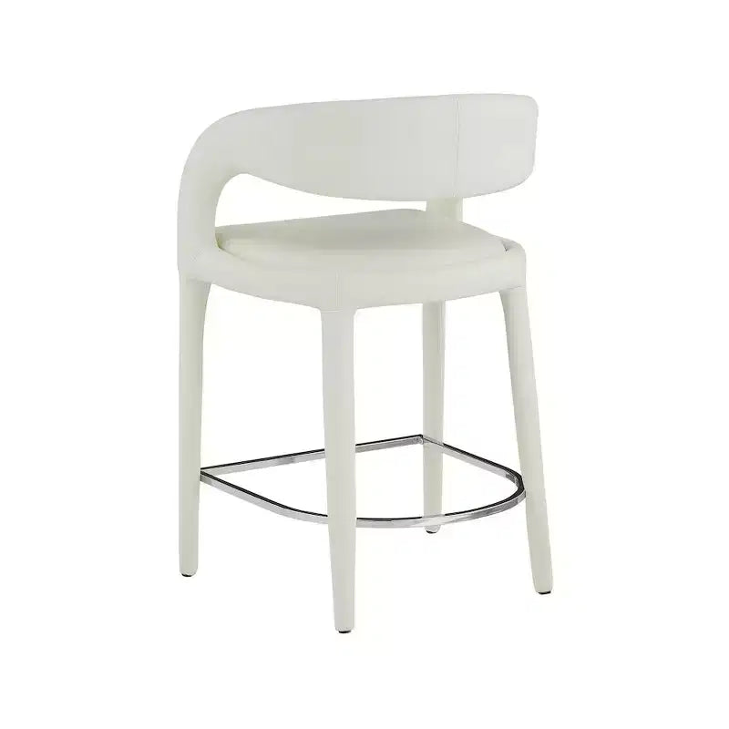 Meridian Furniture, Sgabello in Pelle Vegana Crema Sylvester