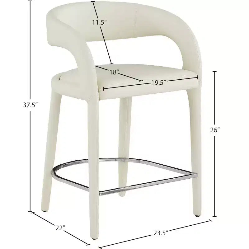Meridian Furniture, Sgabello in Pelle Vegana Crema Sylvester