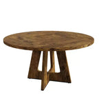 Set Tavolo da Pranzo Rotondo Grande da 120 cm per 4-6 Persone, Tavolo da Cena Stile Fattoria con Piano e Gambe in Legno - (Sedie Escluse)