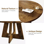 Set Tavolo da Pranzo Rotondo Grande da 120 cm per 4-6 Persone, Tavolo da Cena Stile Fattoria con Piano e Gambe in Legno - (Sedie Escluse)
