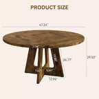 Set Tavolo da Pranzo Rotondo Grande da 120 cm per 4-6 Persone, Tavolo da Cena Stile Fattoria con Piano e Gambe in Legno - (Sedie Escluse)
