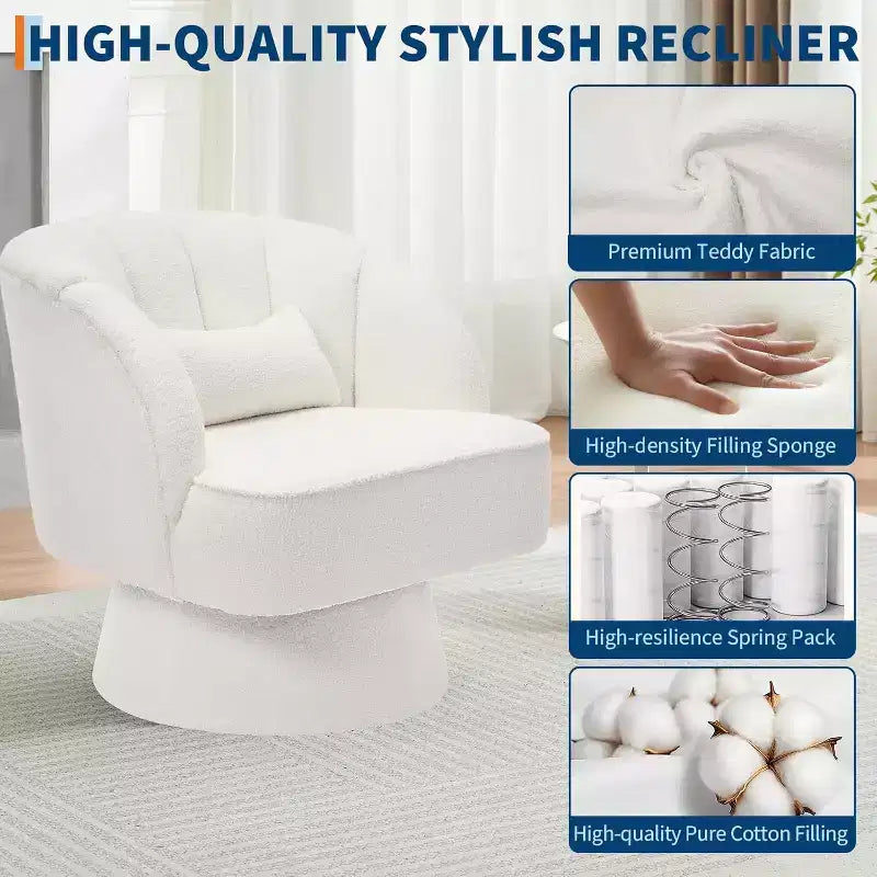 Sedia moderna girevole a barilotto, poltrona imbottita a 360° con schienale a righe e imbottitura morbida (set da 2)