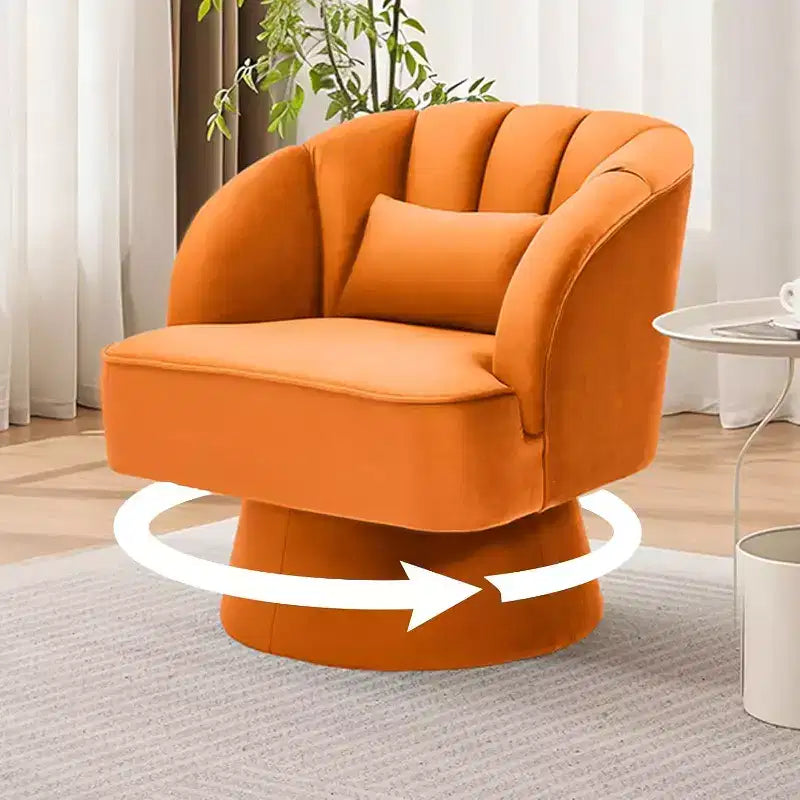 Sedia moderna girevole a barilotto, poltrona imbottita a 360° con schienale a righe e imbottitura morbida (set da 2)