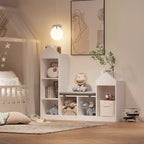 Libreria per bambini, Organizer per giocattoli con seduta, Scaffale per libri per bambini, Panca portaoggetti in legno, Casetta dei giochi per cameretta, stanza dei giochi, aula, asilo nido