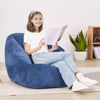 Poltrona a sacco VEVOR, Poltrona a sacco da 3 piedi con braccioli morbidi e tasca portaoggetti, Riempita con memory foam 25D e rivestimento in morbido velluto Teddy, Blu