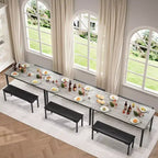 Set da tavolo da pranzo lungo 109 cm per 4 persone, set da tavolo da cucina rettangolare con 2 panche imbottite, set di mobili da cucina e sala da pranzo salvaspazio da 3 pezzi