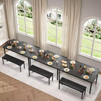 Set da tavolo da pranzo lungo 109 cm per 4 persone, set da tavolo da cucina rettangolare con 2 panche imbottite, set di mobili da cucina e sala da pranzo salvaspazio da 3 pezzi