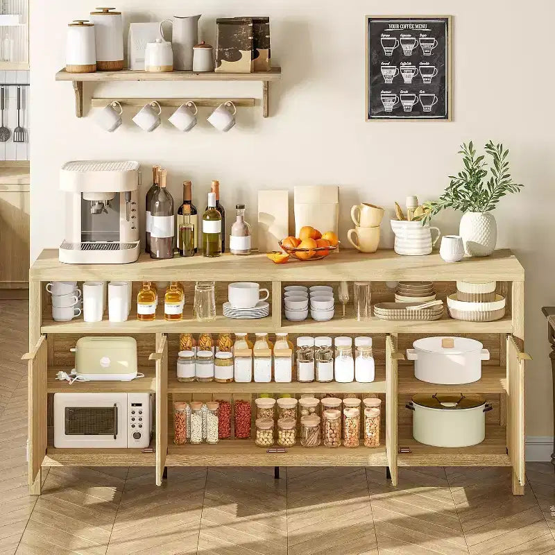Mobiletto contenitore regolabile a 3 ripiani con ante e maniglie, ideale per cucine, ingressi e sale da pranzo