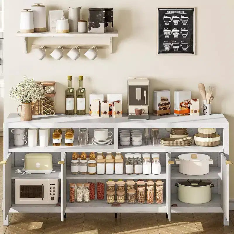 Mobiletto contenitore regolabile a 3 ripiani con ante e maniglie, ideale per cucine, ingressi e sale da pranzo