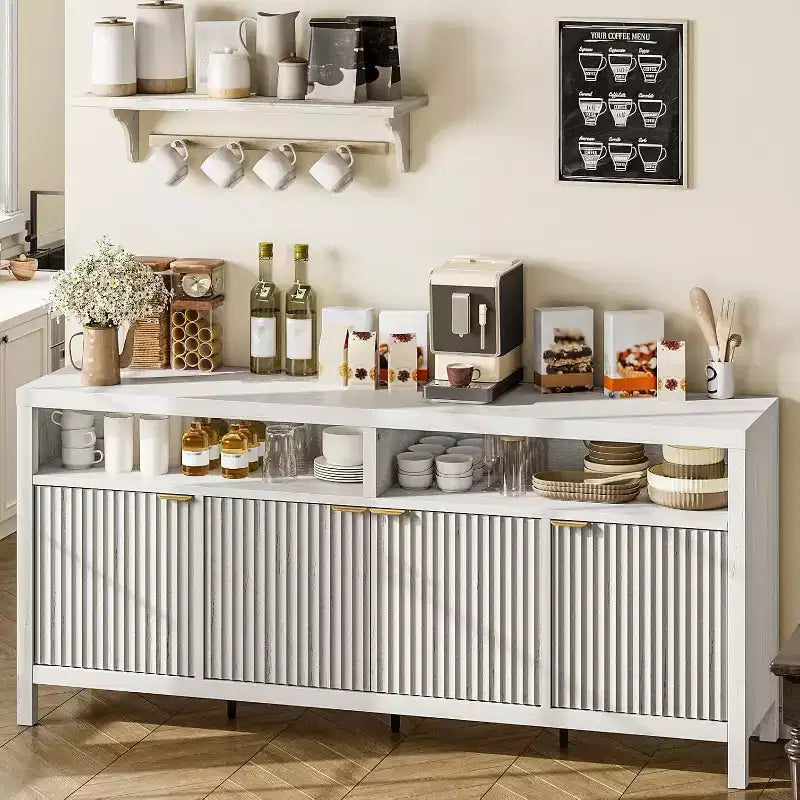 Mobiletto contenitore regolabile a 3 ripiani con ante e maniglie, ideale per cucine, ingressi e sale da pranzo