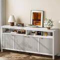 Adjustable 3-layer slotted storage cabinet with doors and handles, designed for kitchens, entrances and dining rooms