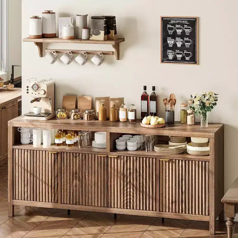 Mobiletto contenitore regolabile a 3 ripiani con ante e maniglie, ideale per cucine, ingressi e sale da pranzo