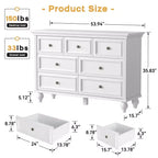 Cassettiera vintage per camera da letto con 7 cassetti, cassettiera vintage in legno per armadio, soggiorno, ingresso, cameretta