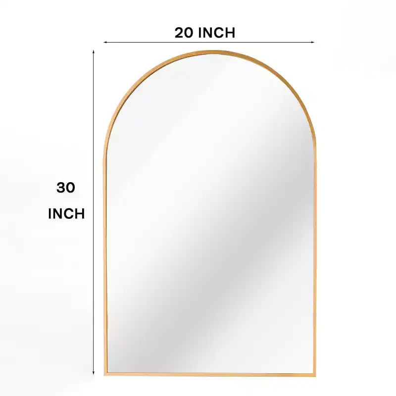 Specchio da parete ad arco dorato per bagno con cornice in metallo