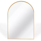 Specchio da parete ad arco dorato per bagno con cornice in metallo